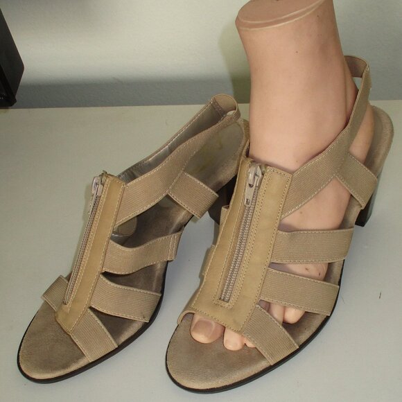 Aerosoles A2 Heelrest Grand Canyon Womens Tan Elastic Open Toe Heel - Size 8.5M - Picture 6 of 10